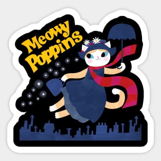 Meowy Poppins black Sticker